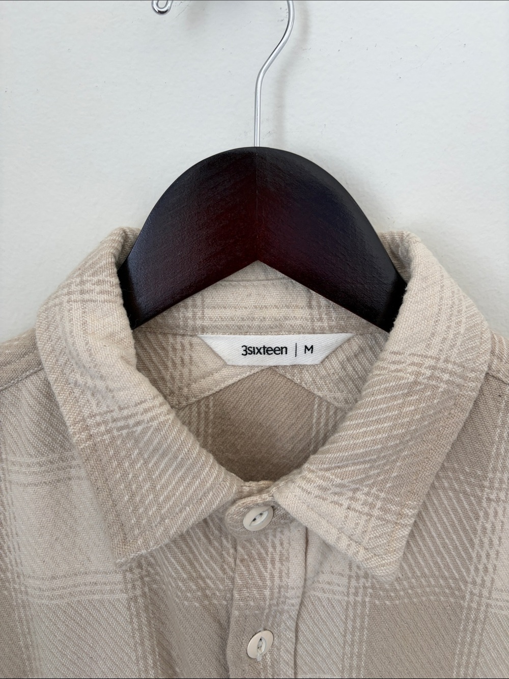 3Sixteen Crosscut Flannel (M, Alabaster Twill) - Picture 3 of 6